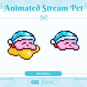 Kirby Animowany Zwierzak na Twitch, Animowany śpiący Zwierzak, Zwierzak Nudny, Kirby Animowana Maskotka, Uroczy Animowany Zwierzak, Animowana Maskotka Stream, Twitch