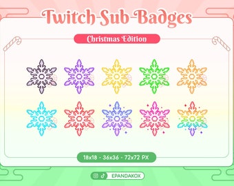 Christmas Snowflake Badges Twitch, Christmas Badges, Snow Badges, Stream Sub Badges, Winter Badges, Xmas Twitch Sub badges, Discord roles
