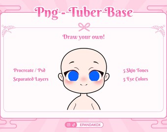 Base PNGTuber Model for Twitch, Draw your own Pngtuber, Discord Reactive Images, Cute Premade PNG-tuber, DIY PNGtuber, Kawaii PNGtuber