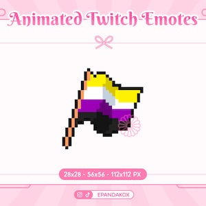Non Binary Pride flag Animated Emote for Twitch, LGBTQ Animated Emote, LGTBQ Animated Emotes, Pixel Animated Emotes, Non Binary Pride Twitch