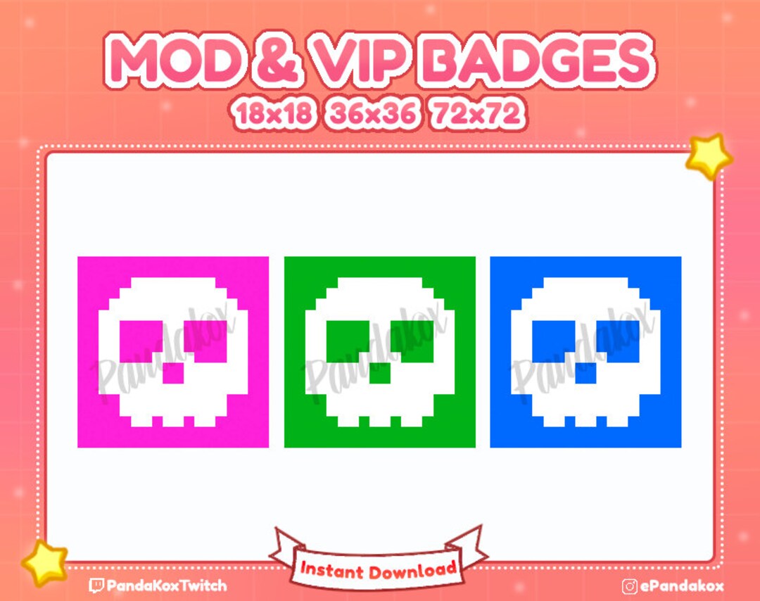 Twitch Moderator Skull Badge Twitch VIP Badges Twitch Animal - Etsy