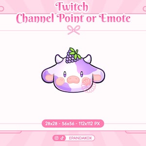 Cute Fruit Cow Emote Twitch,  Kawaii Cow Channel Point, Cow Emote for Stream, Cow Emote Discord, Brown Cow Channel Point, Channel Rewards