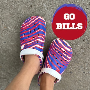 Buffalo bills pride strong in these lets go buffalo clog for men, women, and kids custom bills shoes, bills football, buffalo NY bills mafia