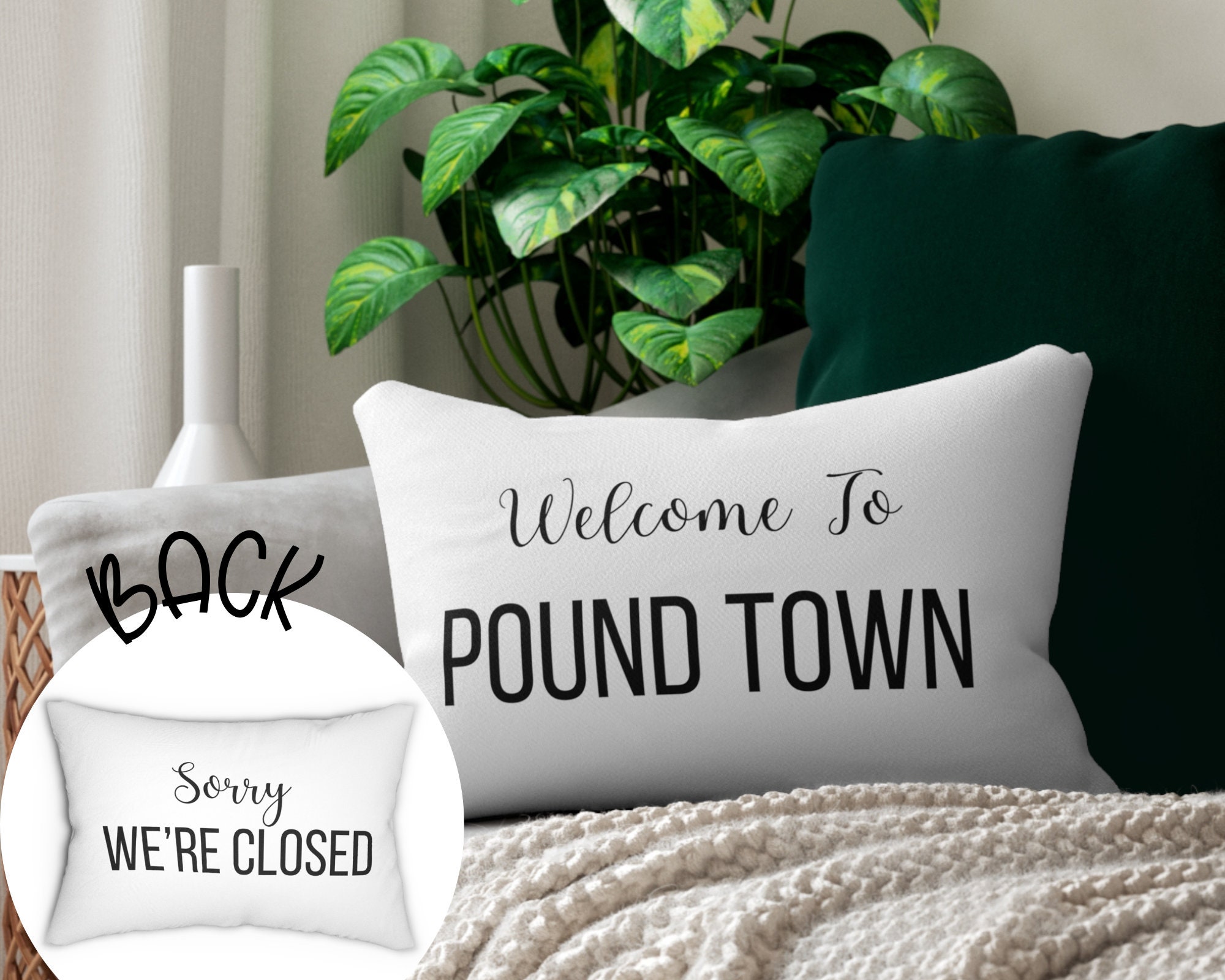 Knibeo Welcome to Poundtown Pillow Covers - Couples Bedroom Decor,  Poundtown Bedroom Decor Pillows Cover 12x20, Funny Throw Pillows for Adults