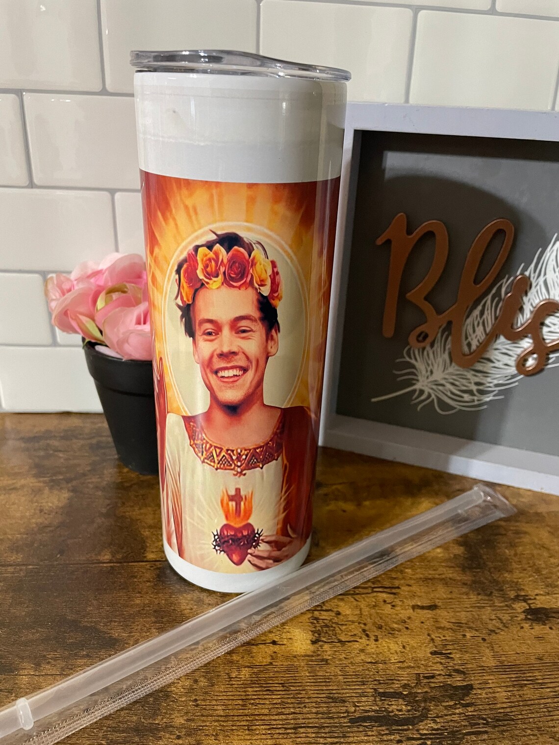 Harry styles prayer candle 20 oz skinny tumbler with lid and Etsy