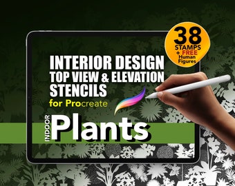 38 Architektur Schablonen für Procreate | Zimmerpflanzen-Kollektion | PLUS Menschenfiguren!