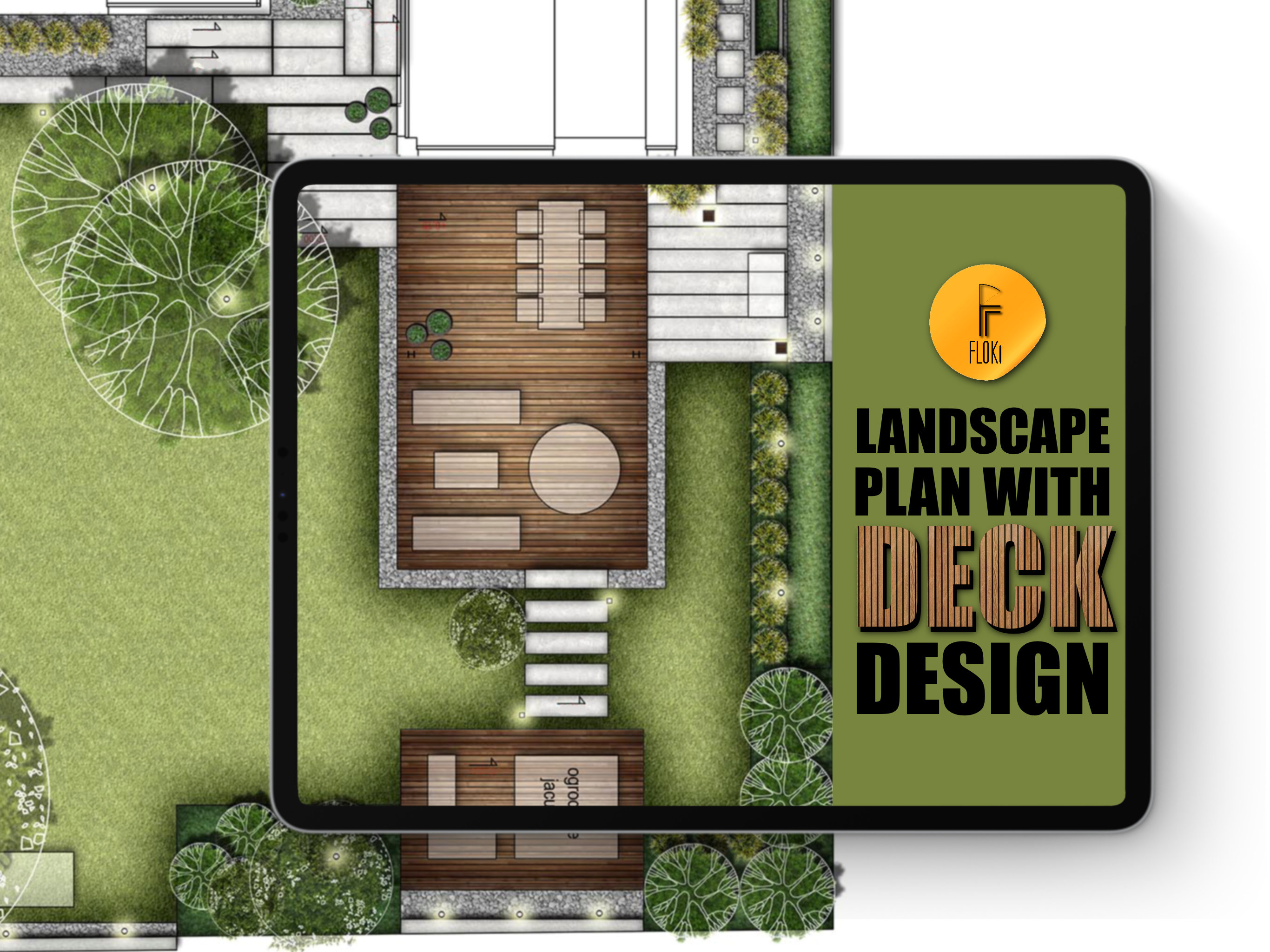 Custom-made Landscape Plan With Deck Design | Customized Landscape Plan ...