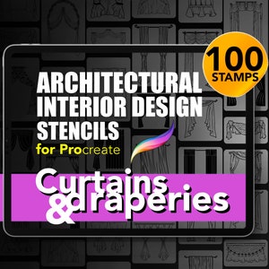 100 Architectural and Interior Design Stencils for Procreate | Curtains & Draperies Collection