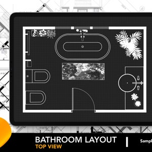Architectural Bathroom Layout for Procreate | Bathroom Design 60 | Bathroom Floor Plan | Procreate Editable Room Layout | FREE Grid Brushes!