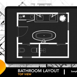 Architectural Bathroom Layout for Procreate | Bathroom Design 52 | Bathroom Floor Plan | Procreate Editable Room Layout | FREE Grid Brushes!