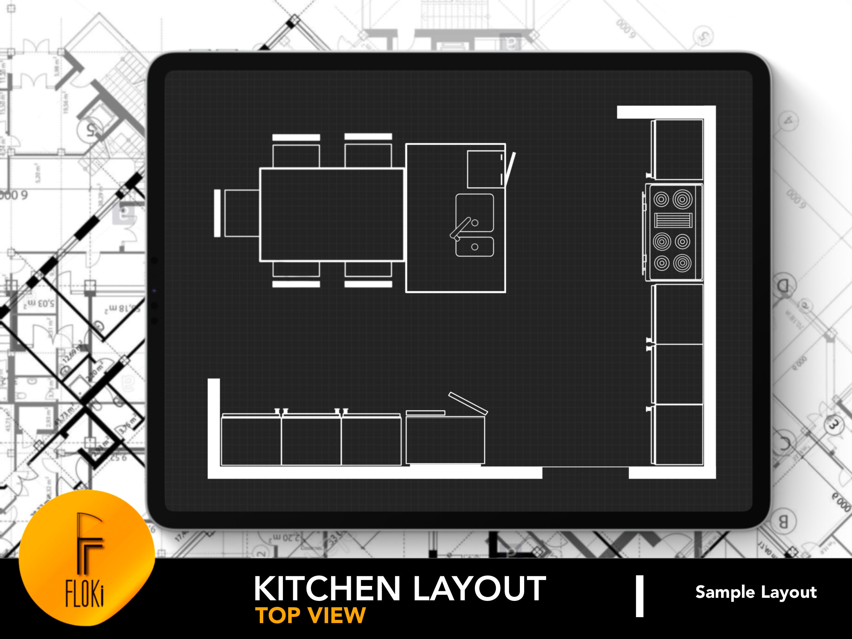 Architectural Kitchen Layout for Procreate | Kitchen Design 25 ...
