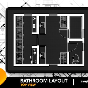 Architectural Bathroom Layout for Procreate | Bathroom Design 22 | Bathroom Floor Plan | Procreate Editable Room Layout | FREE Grid Brushes!