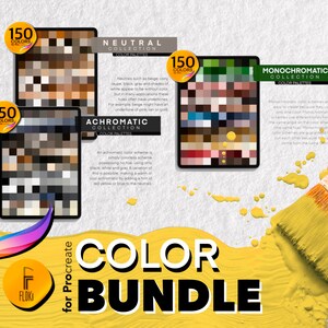 Neutral, Monochromatic & Achromatic Color Palettes Bundle 3 for Procreate | 450 Colors for Interior Design |
