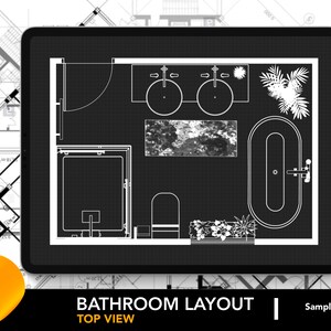 Architectural Bathroom Layout for Procreate | Bathroom Design 57 | Bathroom Floor Plan | Procreate Editable Room Layout | FREE Grid Brushes!