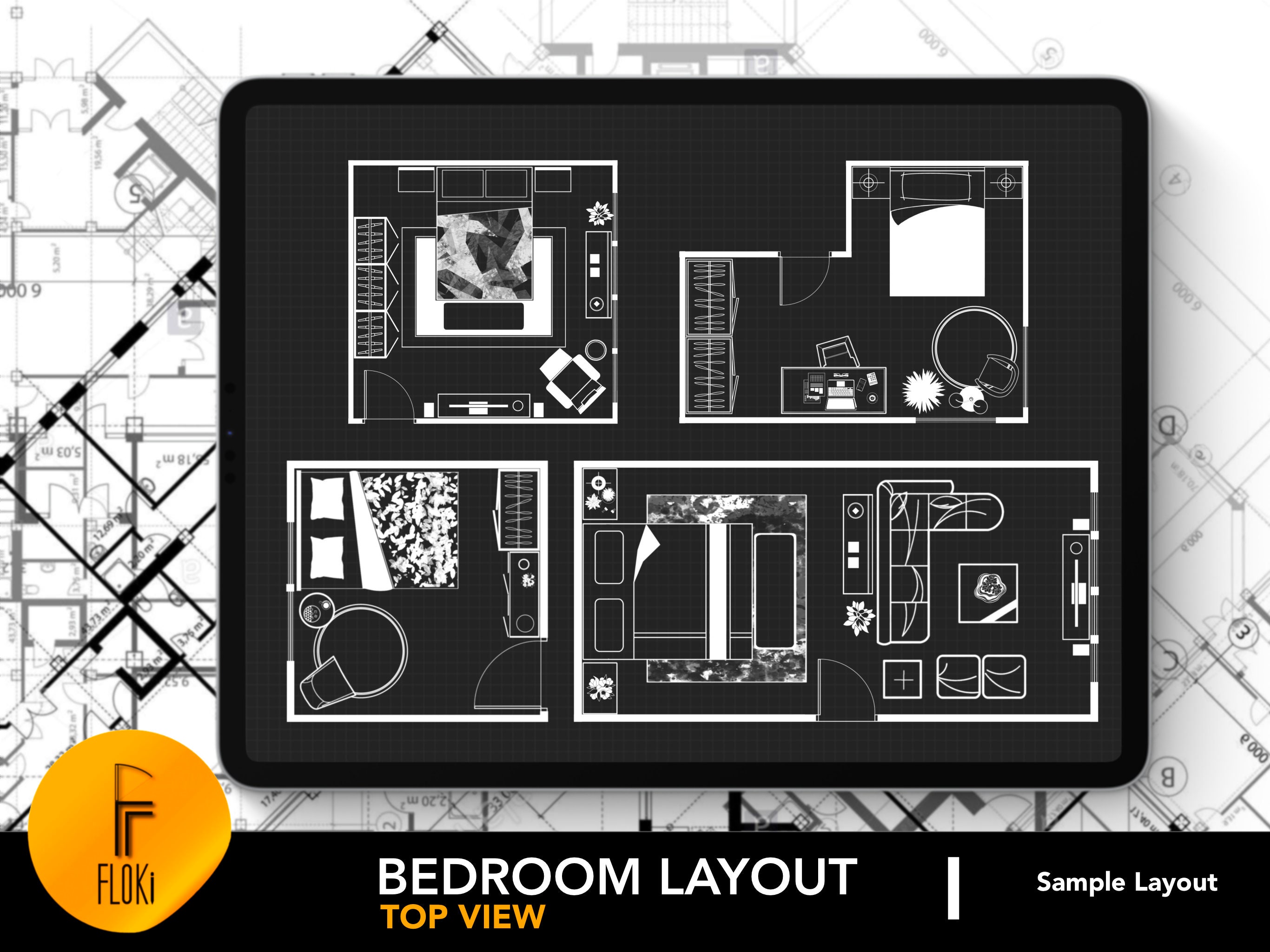52 Architectural Bedroom Layouts for Procreate | Editable Layouts ...