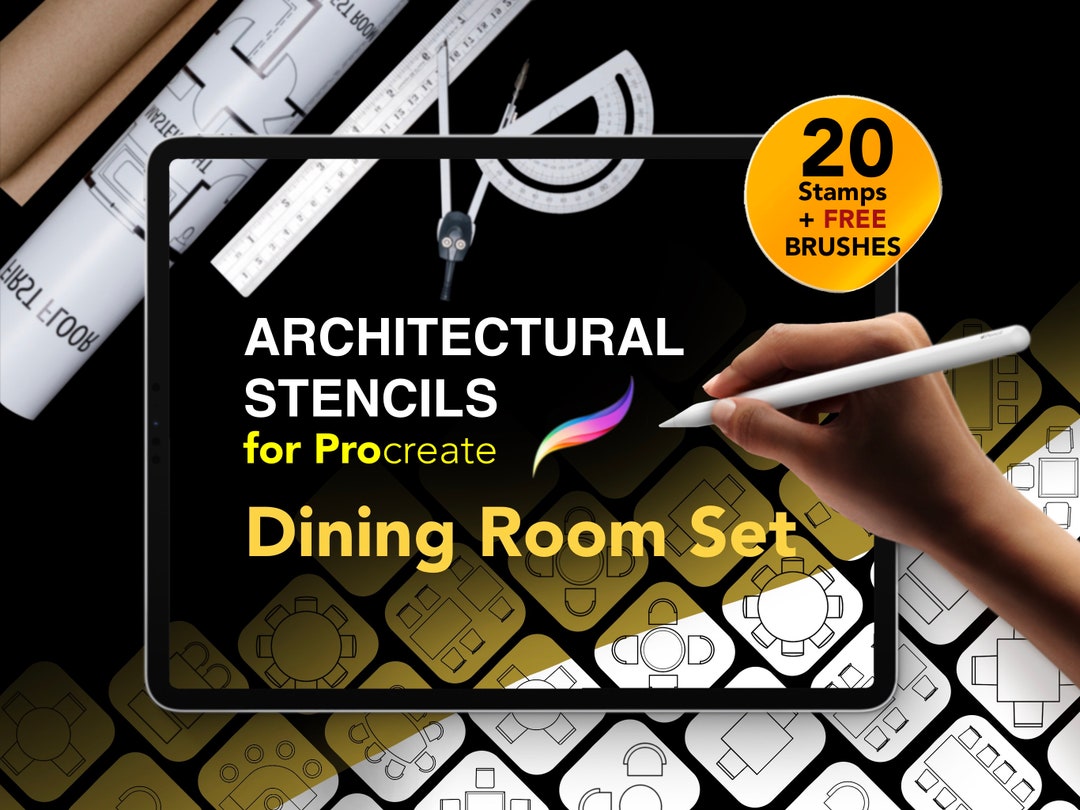 20 Architectural Stencils for Procreate | Dining Room Set Furniture ...