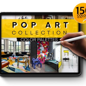 Pop Art Color Palettes for Procreate | 150 Colors for Interior Design | Bedroom, Kitchen, Toilet & Bath, Dining Room, and Living Room