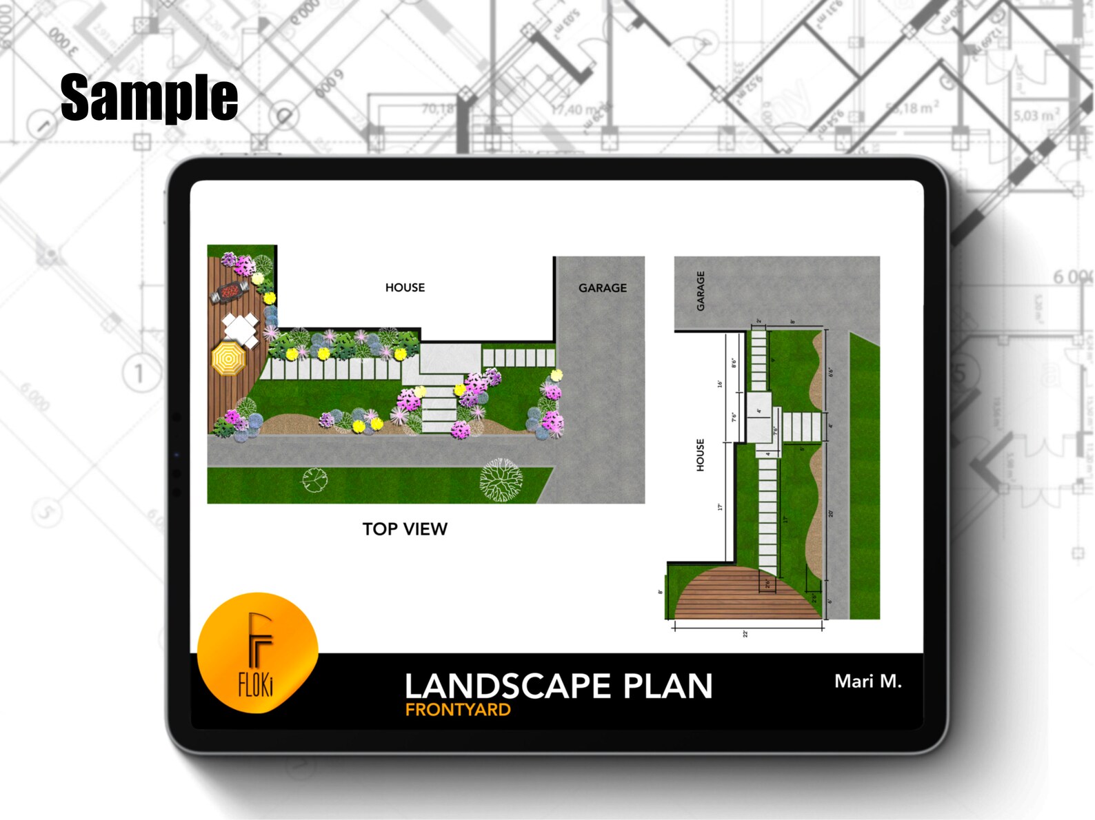 Custom-made Landscape Plan With Deck Design | Customized Landscape Plan ...