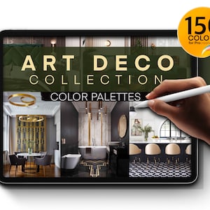 Art Deco Color Palettes for Procreate | 150 Colors for Interior Design | Bedroom, Kitchen, Toilet & Bath, Dining Room, and Living Room