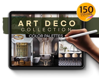 Art Deco Color Palettes for Procreate | 150 Colors for Interior Design | Bedroom, Kitchen, Toilet & Bath, Dining Room, and Living Room