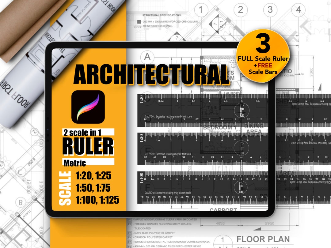 Procreate Architectural Rulers 2in1 Metric Scale Rulers 3 Transparent