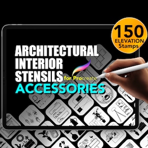 150 Architectural and Interior Design Stencils for Procreate | Accessories Collection | ELEVATION STAMPS