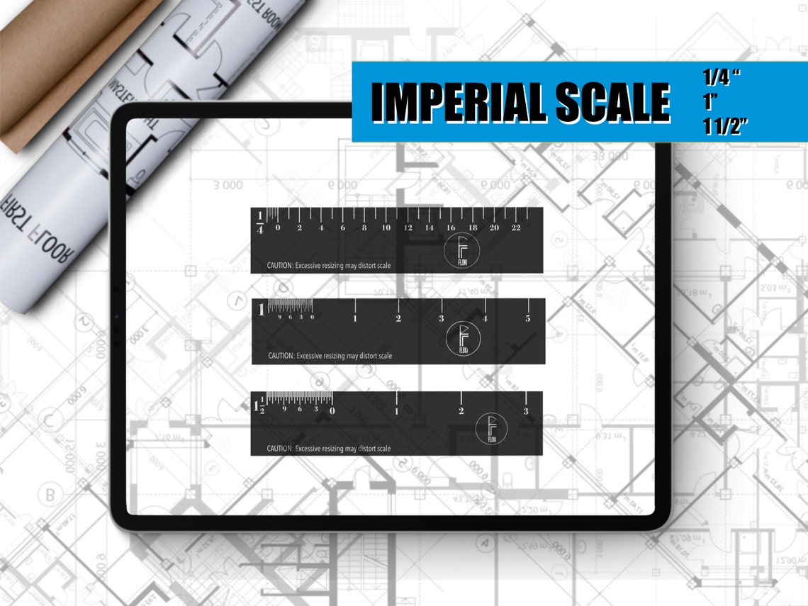 Architecture Bar Ruler Procreate Architectural Rulers | SET OF 3 MINI Imperial/english Scale ...