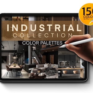 Industrial Color Palettes for Procreate | 150 Colors for Interior Design | Bedroom, Kitchen, Toilet & Bath, Dining Room, and Living Room