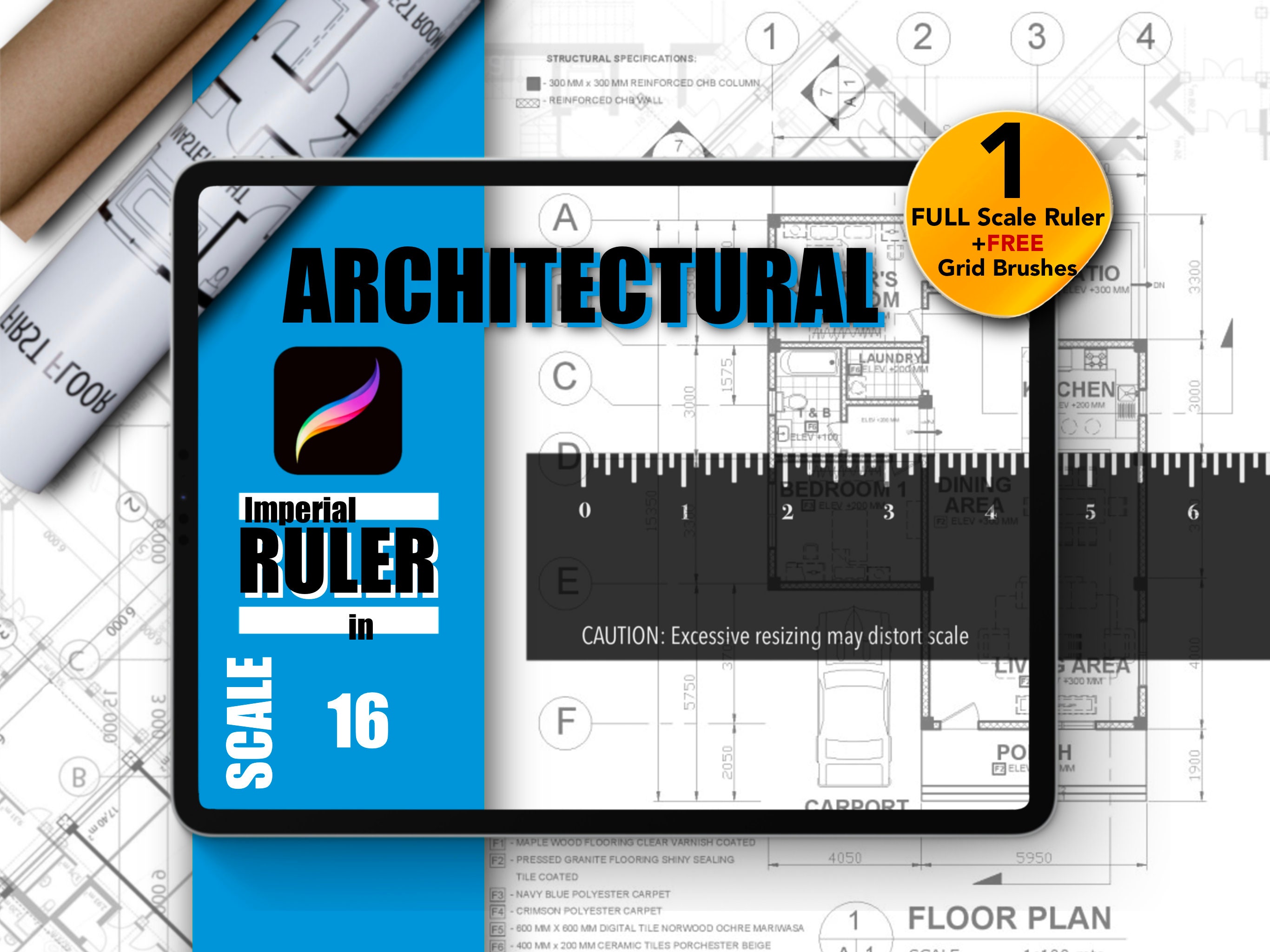 Procreate Architectural Rulers | Imperial/english Scale Ruler in 16 ...
