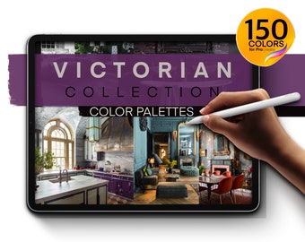 Victorian Color Palettes for Procreate | 150 Colors for Interior Design | Bedroom, Kitchen, Toilet & Bath, Dining Room, and Living Room