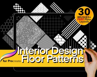 30 Interior Design Bodenmuster für Procreate | Bodenmuster Bürsten | PLUS frei bearbeitbare Grundrisse!