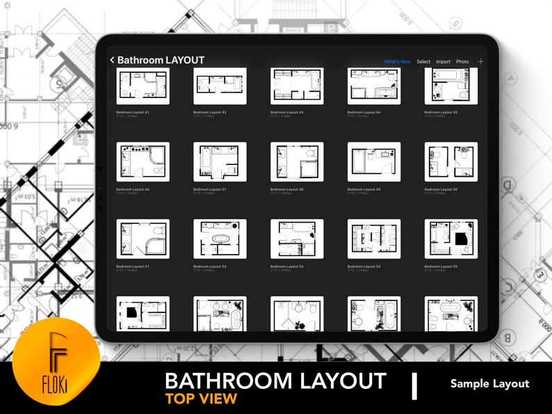 60 Architectural Bathroom Layouts for Procreate Editable Bathroom Floor