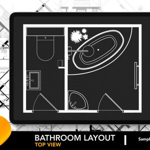 Architectural Bathroom Layout for Procreate | Bathroom Design 6 | Bathroom Floor Plan | Procreate Editable Room Layout | FREE Grid Brushes!