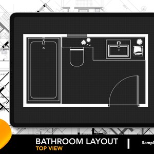 Architectural Bathroom Layout for Procreate | Bathroom Design 49 | Bathroom Floor Plan | Procreate Editable Room Layout | FREE Grid Brushes!