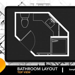 Architectural Bathroom Layout for Procreate | Bathroom Design 12 | Bathroom Floor Plan | Procreate Editable Room Layout | FREE Grid Brushes!