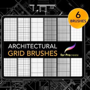 6 viktiga rutnätspenslar för Procreate | Grundläggande arkitektoniska rutnätslinjer för design