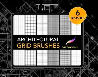 6 Essential Grid Brushes for Procreate | Basic Architectural Grid Lines Set for Designing