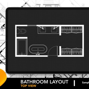 Architectural Bathroom Layout for Procreate | Bathroom Design 18 | Bathroom Floor Plan | Procreate Editable Room Layout | FREE Grid Brushes!