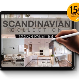 Scandinavian Color Palettes for Procreate | 150 Colors for Interior Design | Bedroom, Kitchen, Toilet & Bath, Dining Room, and Living Room