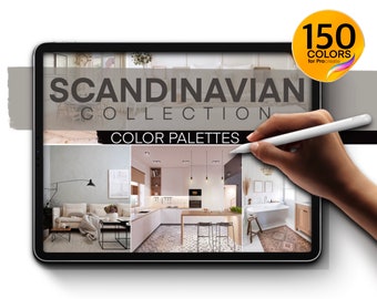Scandinavian Color Palettes for Procreate | 150 Colors for Interior Design | Bedroom, Kitchen, Toilet & Bath, Dining Room, and Living Room