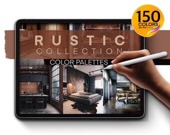 Rustic Color Palettes for Procreate | 150 Colors for Interior Design | Bedroom, Kitchen, Toilet & Bath, Dining Room, and Living Room