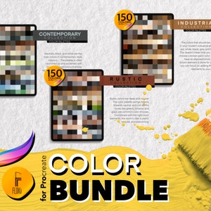 Contemporary, Industrial & Rustic Color Palettes Bundle 2 for Procreate | 450 Colors for Interior Design