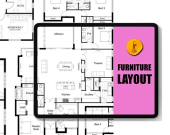 Custom-made Architectural Furniture Layout with Labels & Dimension | Professionally-made 2D Digital Plan