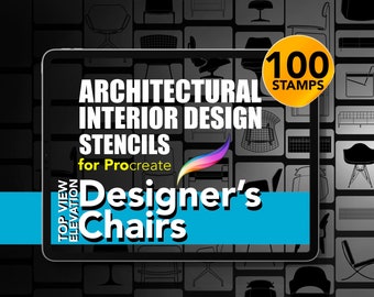 100 Architectural Stencils for Procreate | Designer's Chairs Collection