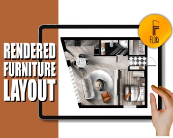 Custom-made Interior Design: Rendered Furniture Layout I Professionally-made 2D Digital Plan