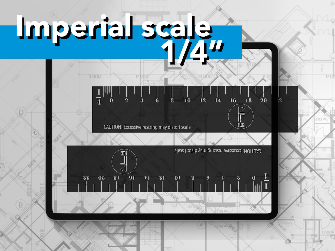 Life Size English Ruler Procreate Architectural Rulers | SET OF 3 MINI Imperial/english Scale ...