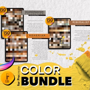 Scandinavian, Minimalist & Bohemian Color Palettes Bundle 4 for Procreate | 450 Colors for Interior Design