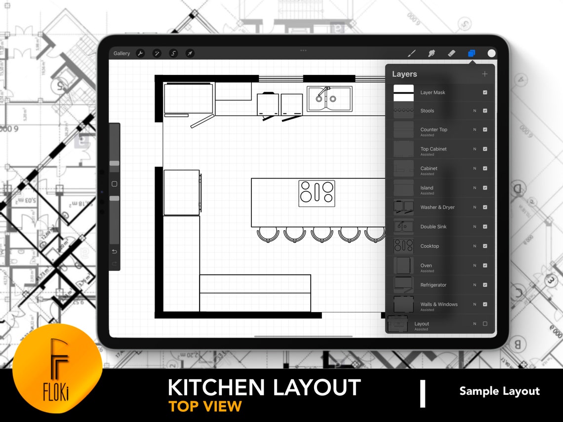 Architectural Kitchen Layout for Procreate Kitchen Design 20 Kitchen