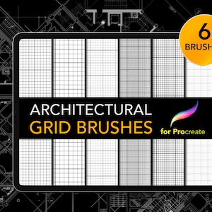 6 Essential Grid Brushes for Procreate | Basic Architectural Grid Lines Set for Designing