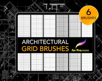 6 Essential Grid Brushes for Procreate | Basic Architectural Grid Lines Set for Designing